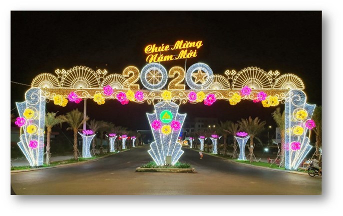 TRANG TRÍ ĐÈN ĐƯỜNG CỔNG CHÀO NHÀ NƯỚC QUẬN HUYỆN